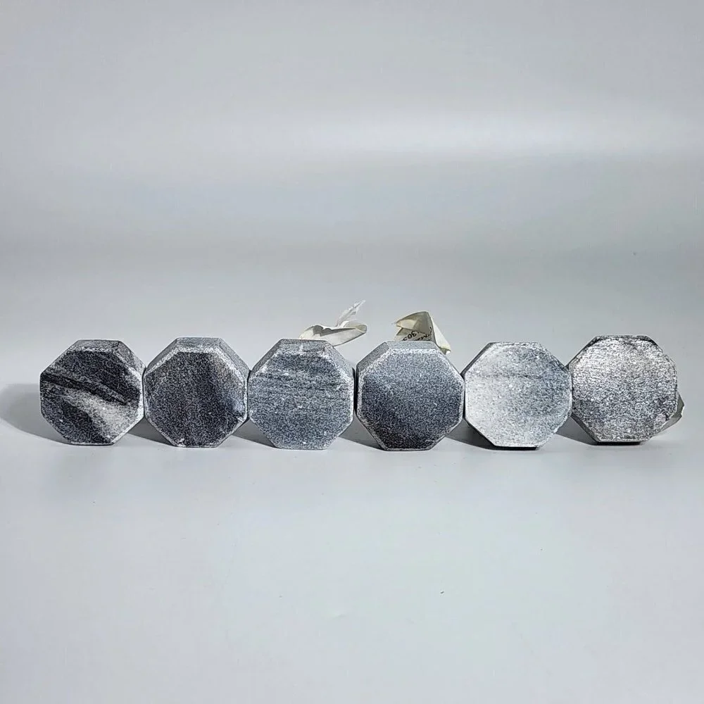Home Decor Wholesale 6 Knob for Drawer Dresser Pulls Decorative Hexagon Gray